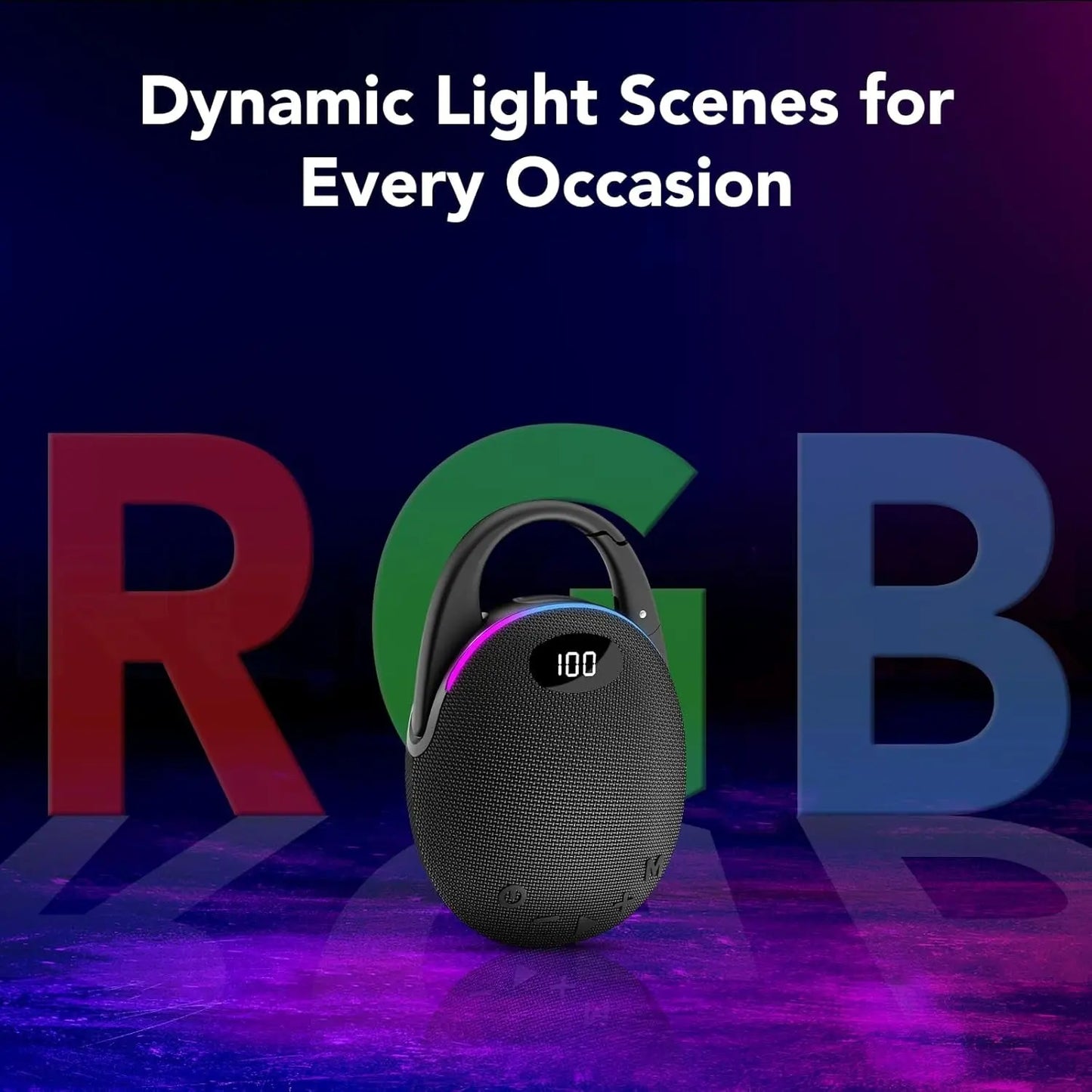Portable Bluetooth Speaker, Mini Outdoor Bluetooth Speakers with HD Sound, LED Power Display, Big Pro Sound with Punchy Bass,Integrated Carabiner, 25H Playtime, RGB, TWS ,For Outdoor/Party/Travel