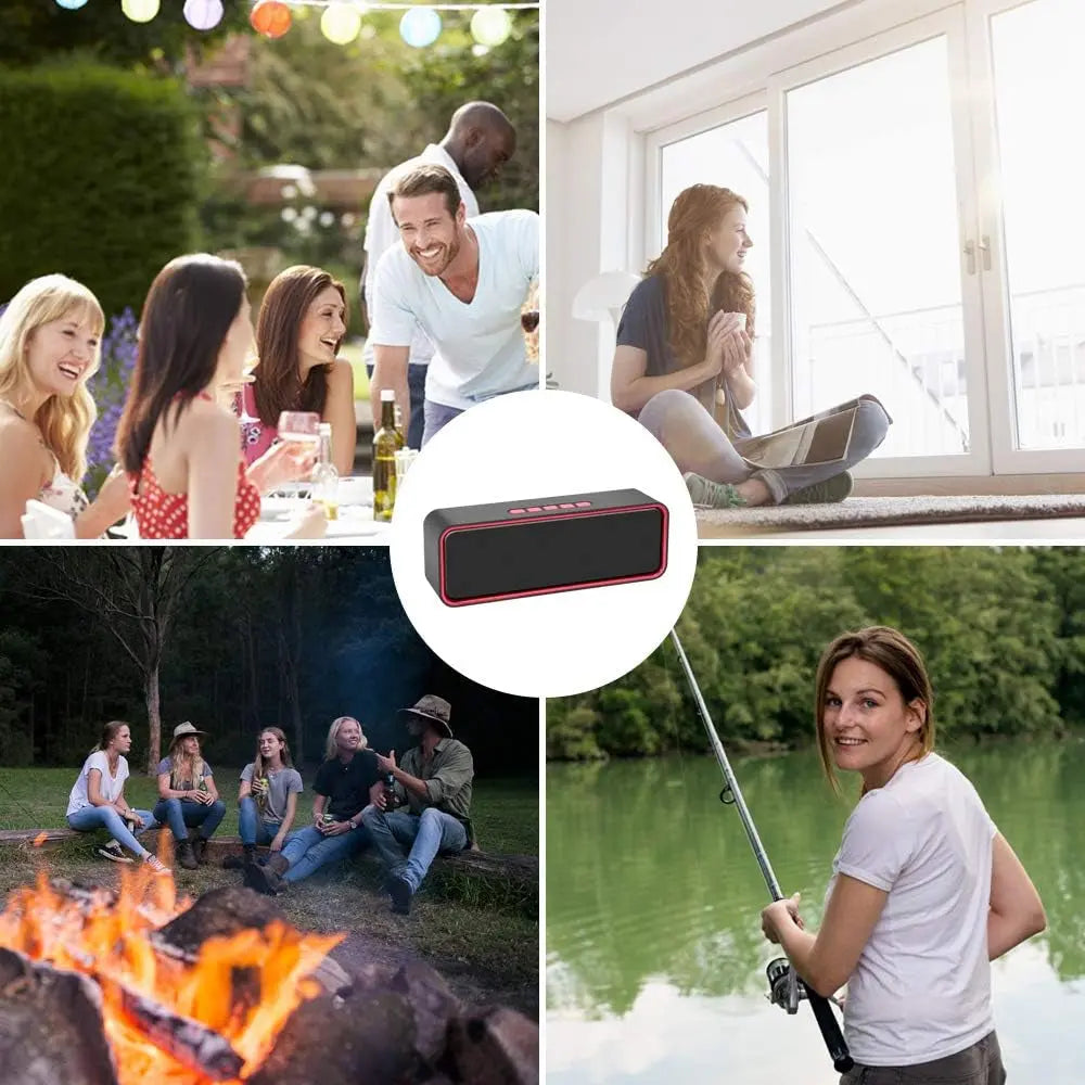 Portable Wireless Speaker, Bluetooth 5.0 Speaker with 3D Stereo Hifi Bass, 1500Mah Battery, 12 Hour Playtime (Red)