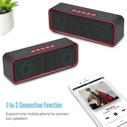 Portable Wireless Speaker, Bluetooth 5.0 Speaker with 3D Stereo Hifi Bass, 1500Mah Battery, 12 Hour Playtime (Red)