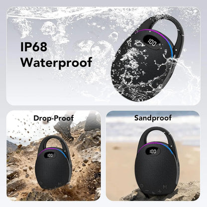 Portable Bluetooth Speaker, Mini Outdoor Bluetooth Speakers with HD Sound, LED Power Display, Big Pro Sound with Punchy Bass,Integrated Carabiner, 25H Playtime, RGB, TWS ,For Outdoor/Party/Travel