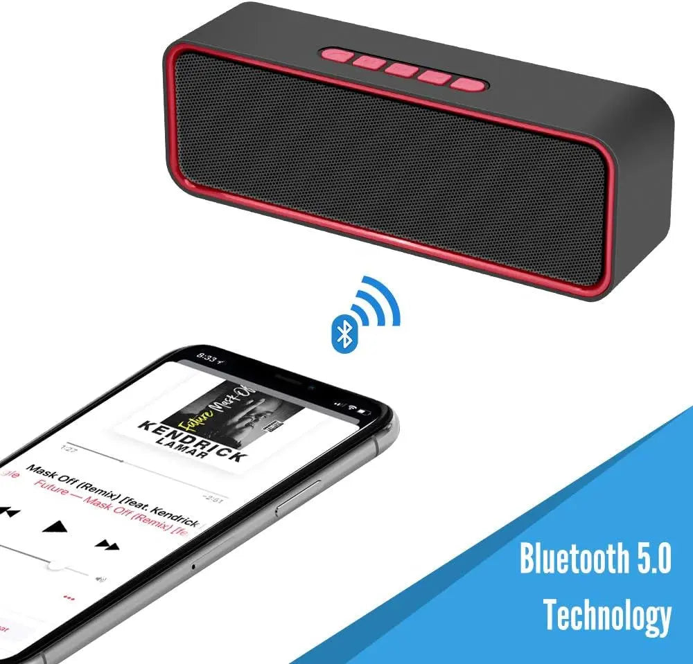 Portable Wireless Speaker, Bluetooth 5.0 Speaker with 3D Stereo Hifi Bass, 1500Mah Battery, 12 Hour Playtime (Red)
