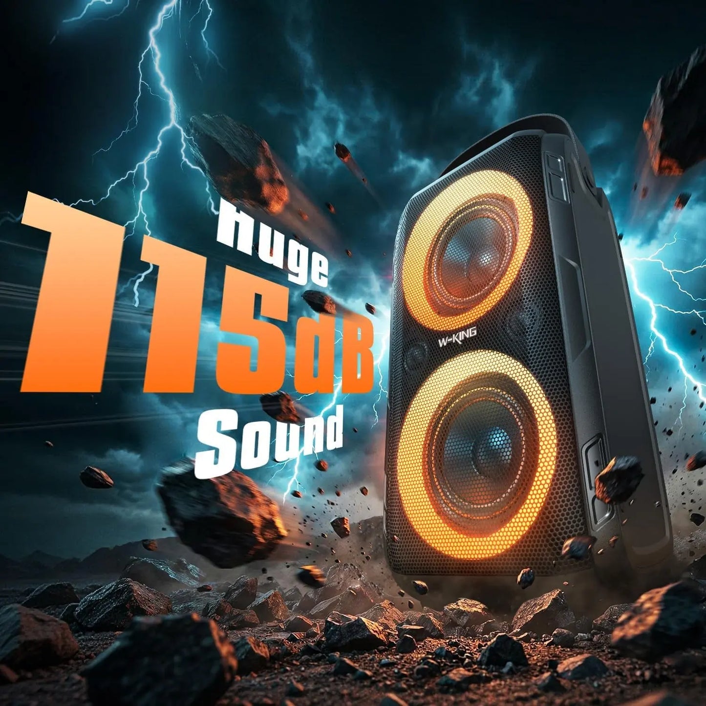 Bluetooth Speaker Loud- (180W PEAK)80W Super Bass, Huge 115Db Sound, Portable Party Wireless Outdoor Speakers/4 Drivers(2*4.04'' Woofer)/Light, IPX5 Large Speaker, 24H, U-Disk, TF Card, AUX, EQ