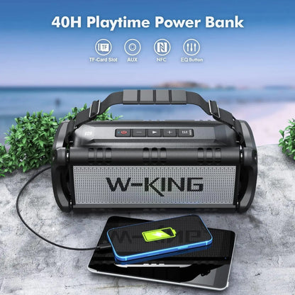 90W Max Bluetooth Speaker, IPX6 Waterproof Speakers, Loud Portable Outdoor Speaker Wireless, Deep Bass, Hi-Fi Audio, 40H Playback, Power Bank, Stereo Pairing, EQ, TF, Large Boom Box for Party