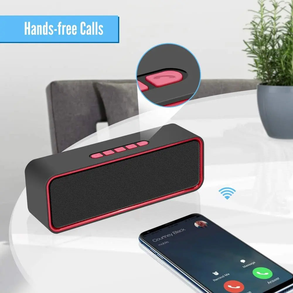 Portable Wireless Speaker, Bluetooth 5.0 Speaker with 3D Stereo Hifi Bass, 1500Mah Battery, 12 Hour Playtime (Red)