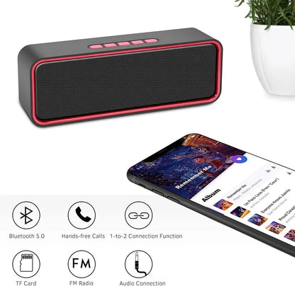 Portable Wireless Speaker, Bluetooth 5.0 Speaker with 3D Stereo Hifi Bass, 1500Mah Battery, 12 Hour Playtime (Red)