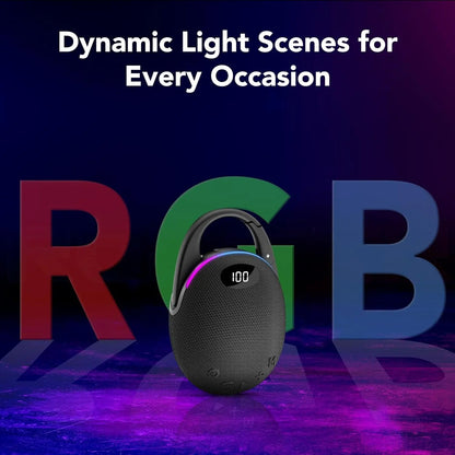 Portable Bluetooth Speaker, Mini Outdoor Bluetooth Speakers with HD Sound, LED Power Display, Big Pro Sound with Punchy Bass,Integrated Carabiner, 25H Playtime, RGB, TWS ,For Outdoor/Party/Travel