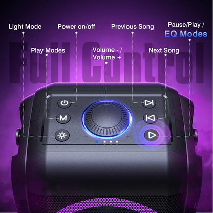 Bluetooth Speaker Loud- (180W PEAK)80W Super Bass, Huge 115Db Sound, Portable Party Wireless Outdoor Speakers/4 Drivers(2*4.04'' Woofer)/Light, IPX5 Large Speaker, 24H, U-Disk, TF Card, AUX, EQ