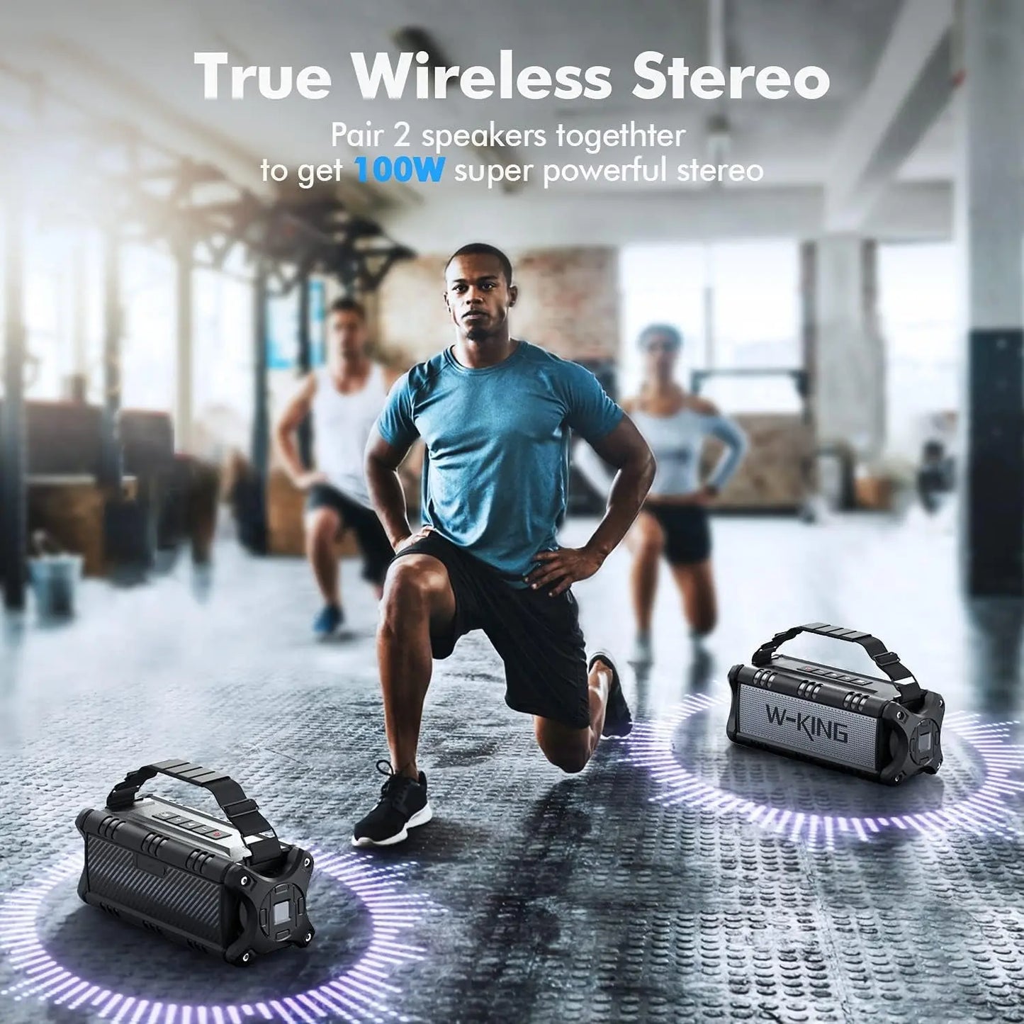 90W Max Bluetooth Speaker, IPX6 Waterproof Speakers, Loud Portable Outdoor Speaker Wireless, Deep Bass, Hi-Fi Audio, 40H Playback, Power Bank, Stereo Pairing, EQ, TF, Large Boom Box for Party