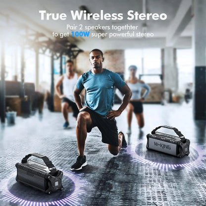 90W Max Bluetooth Speaker, IPX6 Waterproof Speakers, Loud Portable Outdoor Speaker Wireless, Deep Bass, Hi-Fi Audio, 40H Playback, Power Bank, Stereo Pairing, EQ, TF, Large Boom Box for Party