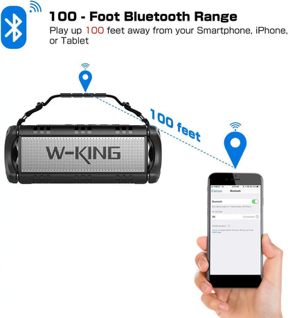 90W Max Bluetooth Speaker, IPX6 Waterproof Speakers, Loud Portable Outdoor Speaker Wireless, Deep Bass, Hi-Fi Audio, 40H Playback, Power Bank, Stereo Pairing, EQ, TF, Large Boom Box for Party