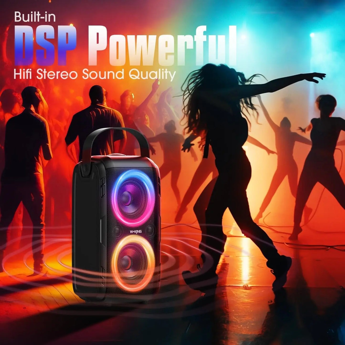 Bluetooth Speaker Loud- (180W PEAK)80W Super Bass, Huge 115Db Sound, Portable Party Wireless Outdoor Speakers/4 Drivers(2*4.04'' Woofer)/Light, IPX5 Large Speaker, 24H, U-Disk, TF Card, AUX, EQ